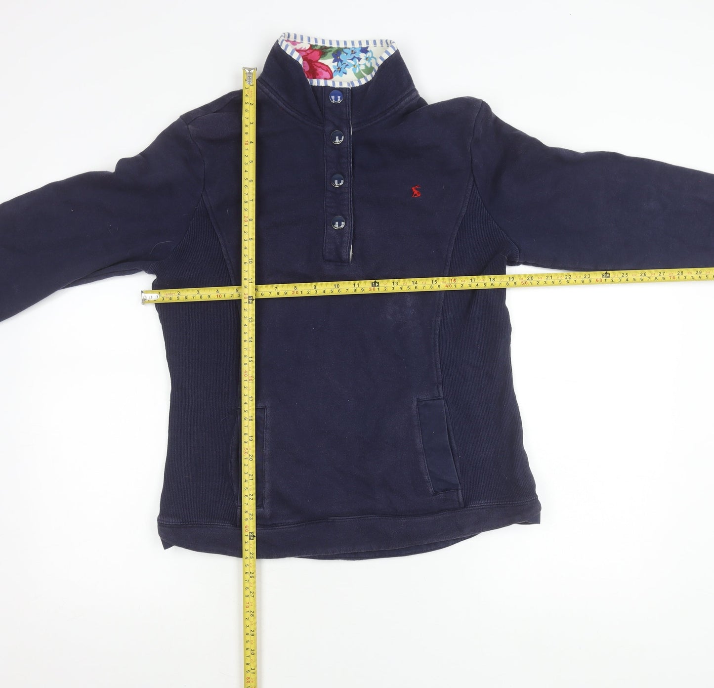 Joules Women’s Navy Blue Henley Sweatshirt Size 12 Cotton Casual