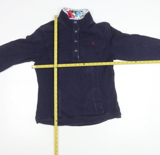 Joules Women’s Navy Blue Henley Sweatshirt Size 12 Cotton Casual