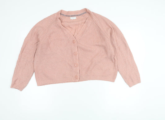 Fat Face Women’s Pink V-Neck Button Cardigan Size 16 Knit