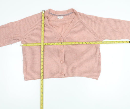 Fat Face Women’s Pink V-Neck Button Cardigan Size 16 Knit