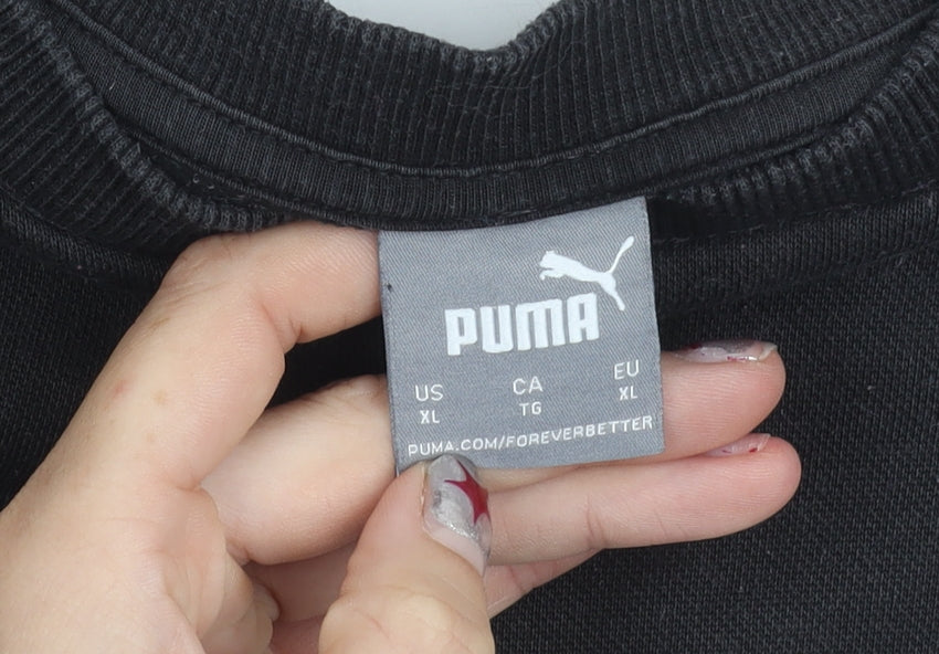 Puma Mens XL Black Pullover Sweatshirt Logo Graphic Sportswear