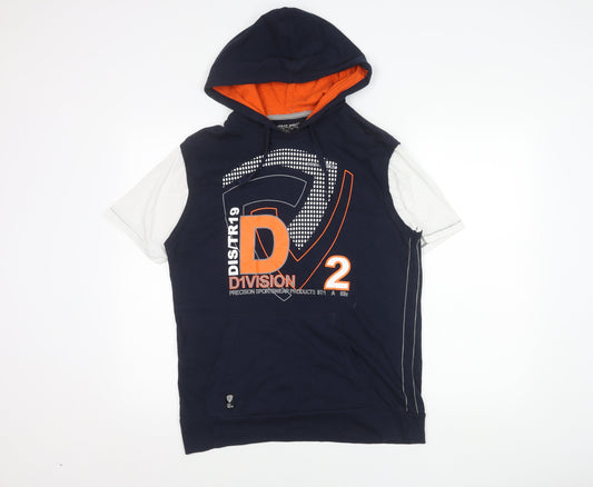 Urban Spirit Men's Blue Graphic Sleeveless Pullover Hoodie M