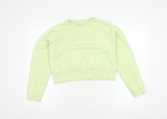 Monki Womens Green XS Sweatshirt Crew Neck Cotton Casual