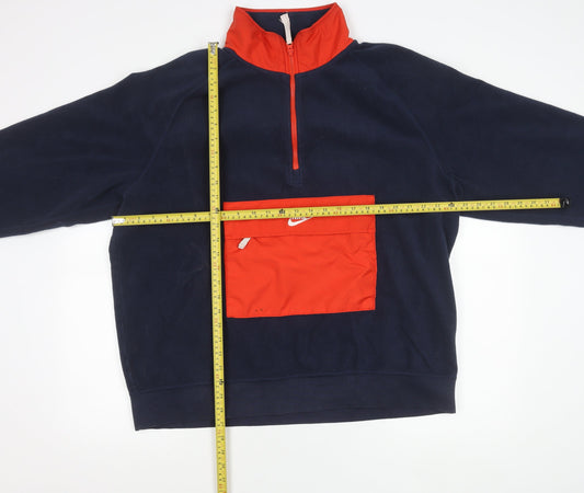 Nike Mens XL Blue Fleece 1/2 Zip Sweatshirt with Logo Pocket