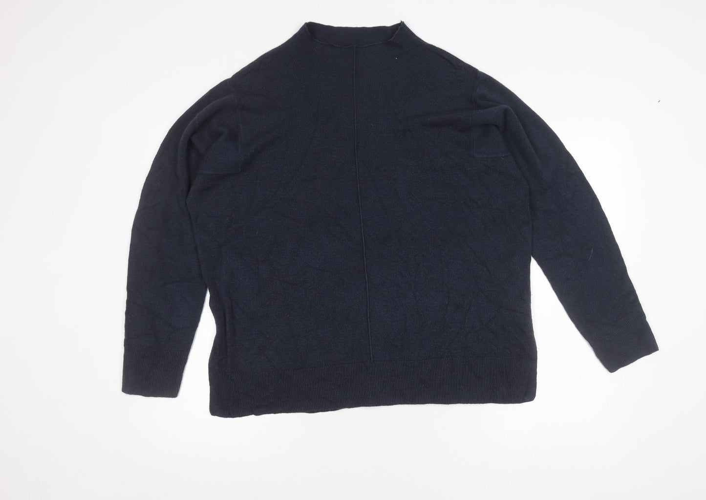 Marks and Spencer Womens Blue L Pullover Mock Neck Jumper Acrylic