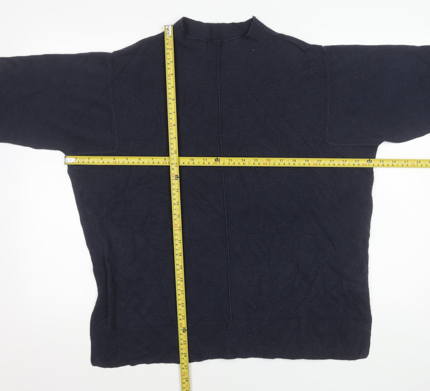 Marks and Spencer Womens Blue L Pullover Mock Neck Jumper Acrylic