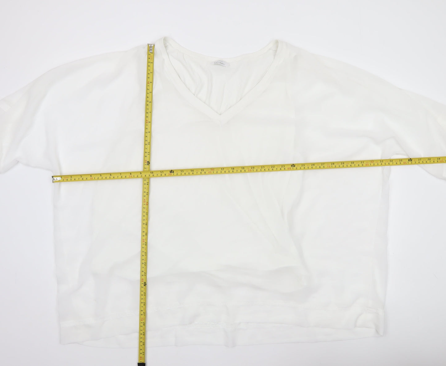 Yours Women White Plus Size 22 V-Neck Short Sleeve Blouse