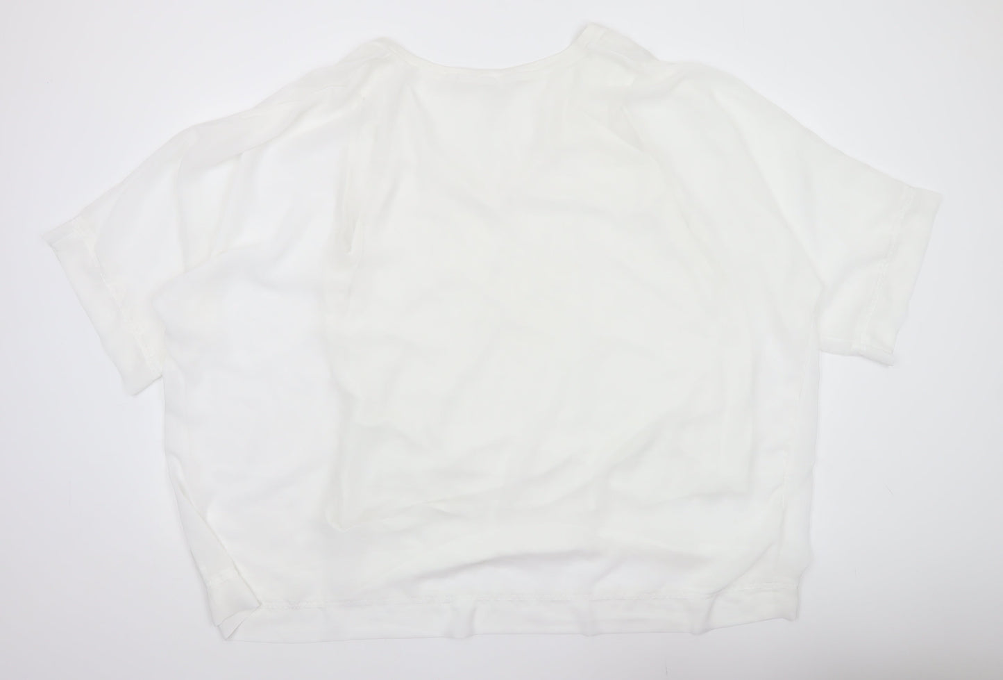 Yours Women White Plus Size 22 V-Neck Short Sleeve Blouse