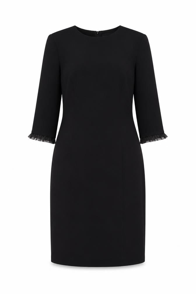 Donna Morgan Women’s Black Sheath Dress Size 8 Knee Length 3/4 Sleeve