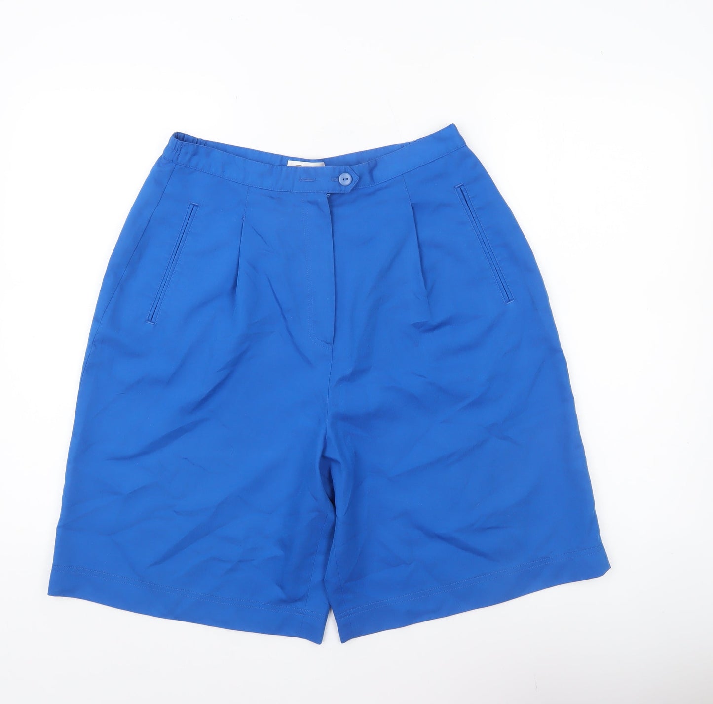 Enrico Womens Blue Bermuda Shorts Size 14 Polyester Blend