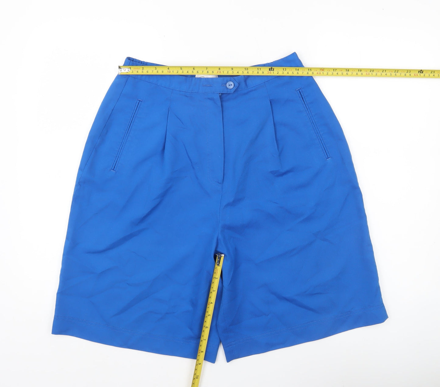 Enrico Womens Blue Bermuda Shorts Size 14 Polyester Blend