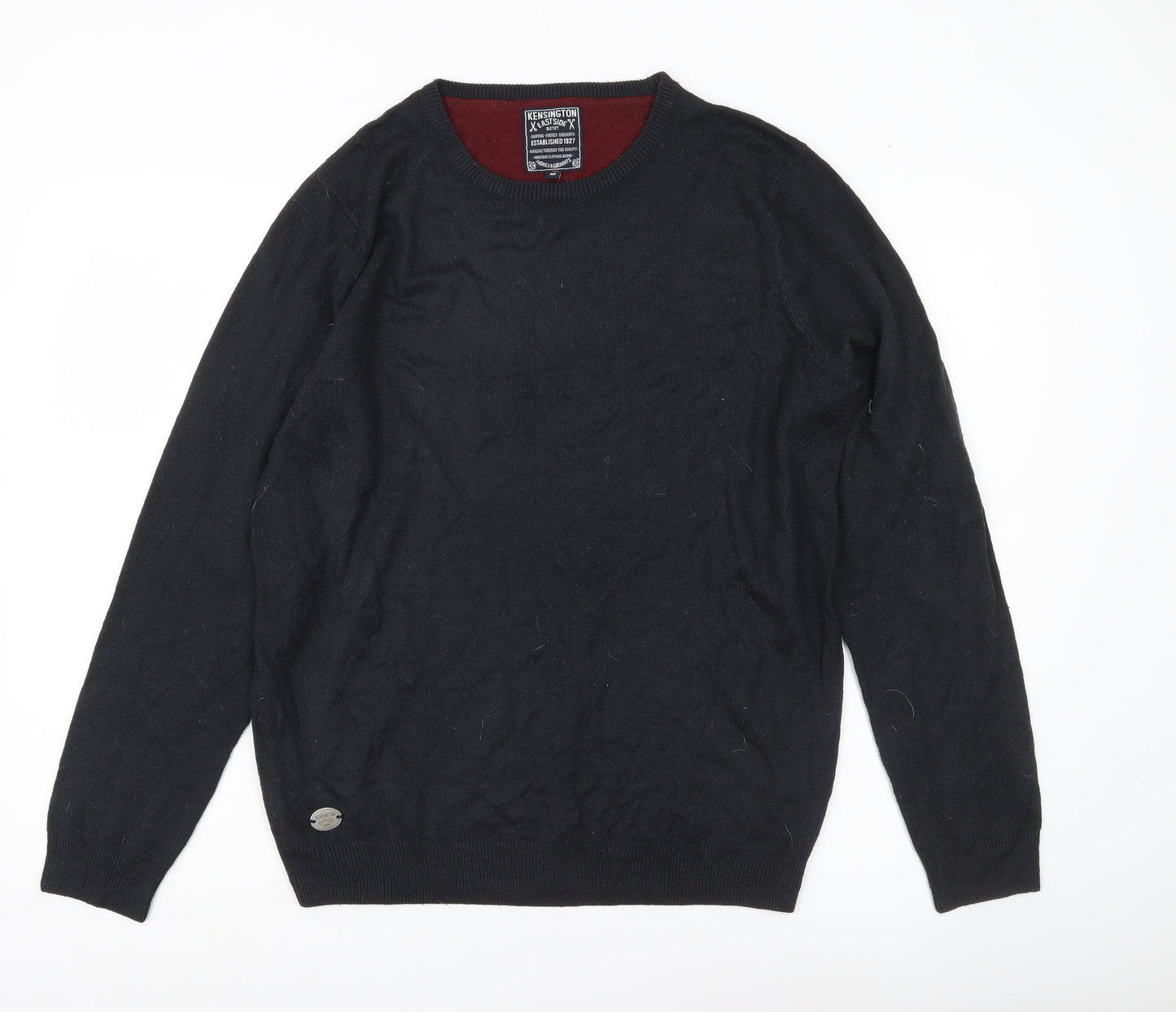 Kensington Eastside Men Black M Crew Neck Pullover Jumper Knit