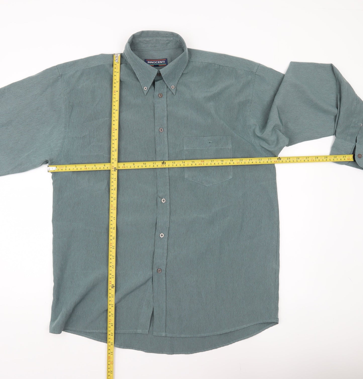 Innocenti Men's Green Long Sleeve Button-Up Shirt Size L