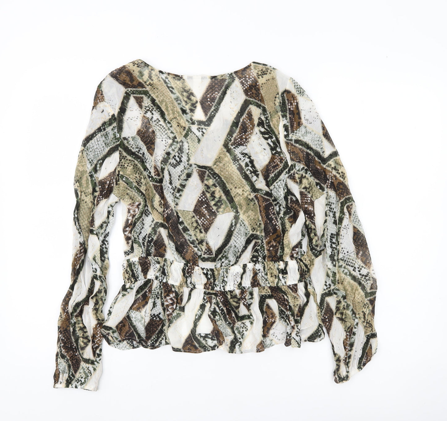 H&M Womens Multicoloured Animal Print Viscose Blouse UK 10