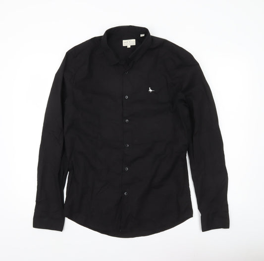 Jack Wills Men's Black Slim Fit Long Sleeve Button-Up Shirt L