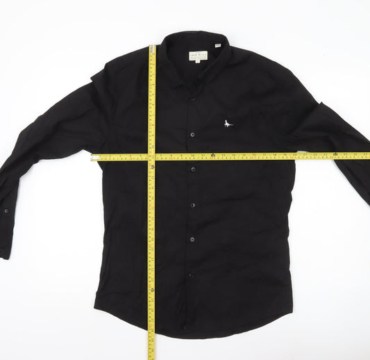 Jack Wills Men's Black Slim Fit Long Sleeve Button-Up Shirt L