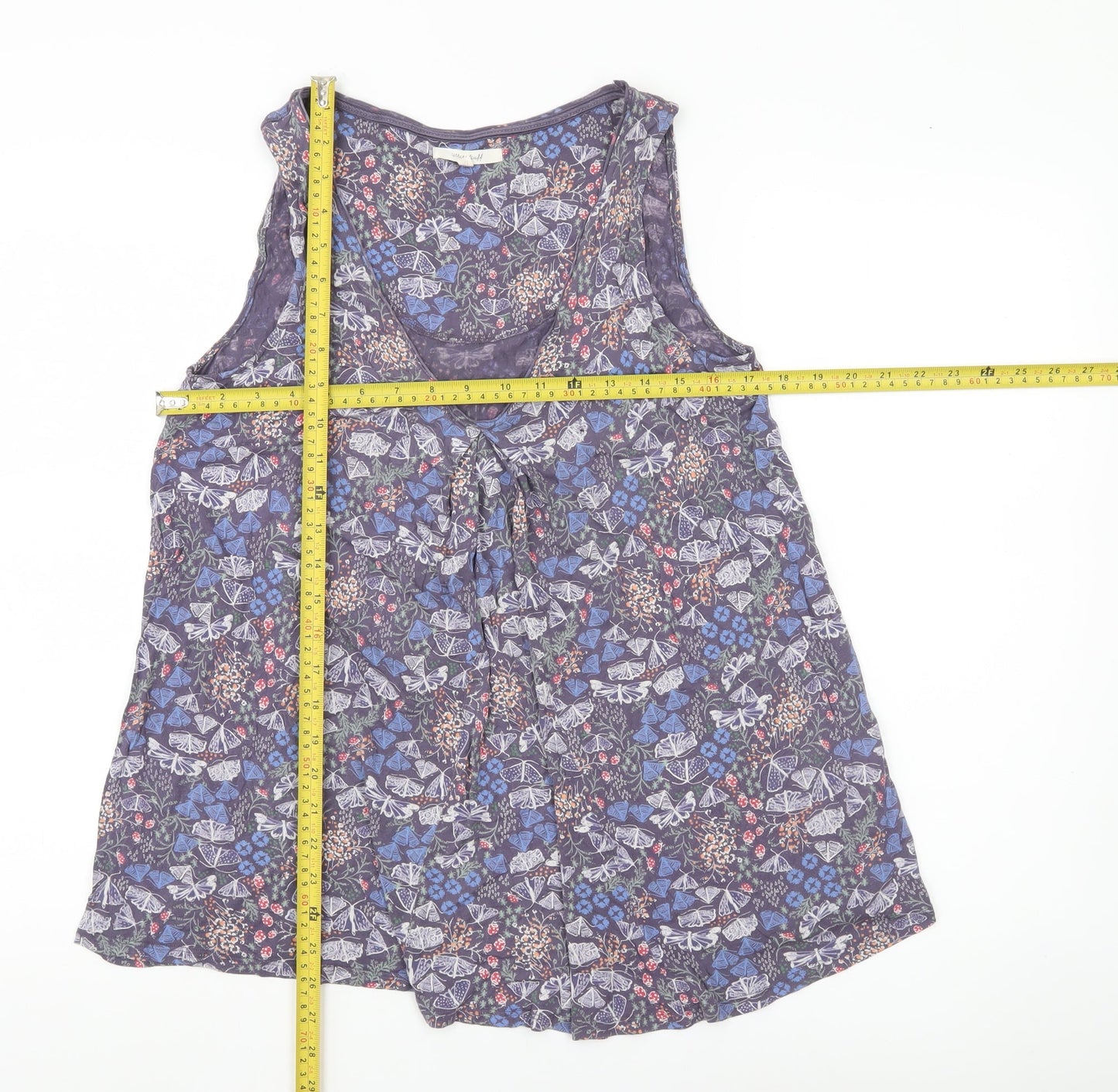 White Stuff Women’s Multicoloured Floral Butterfly Viscose Tunic Tank Top Size 12