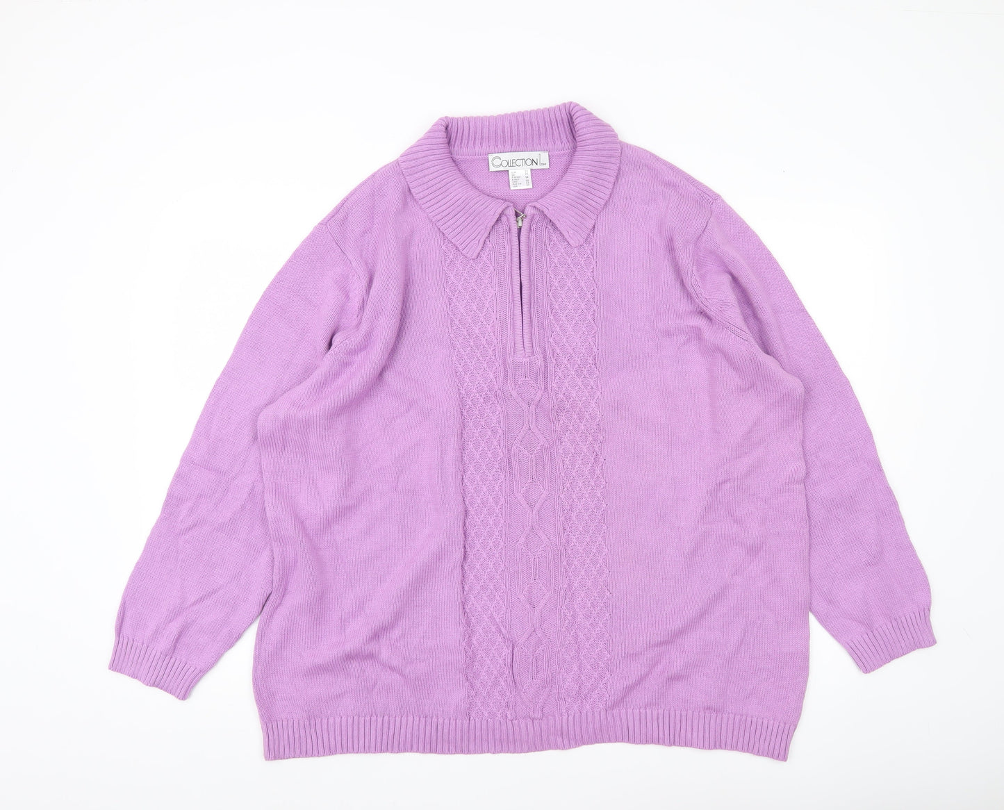Collection L Women’s Purple Cotton Collared Zip Jumper Size 26