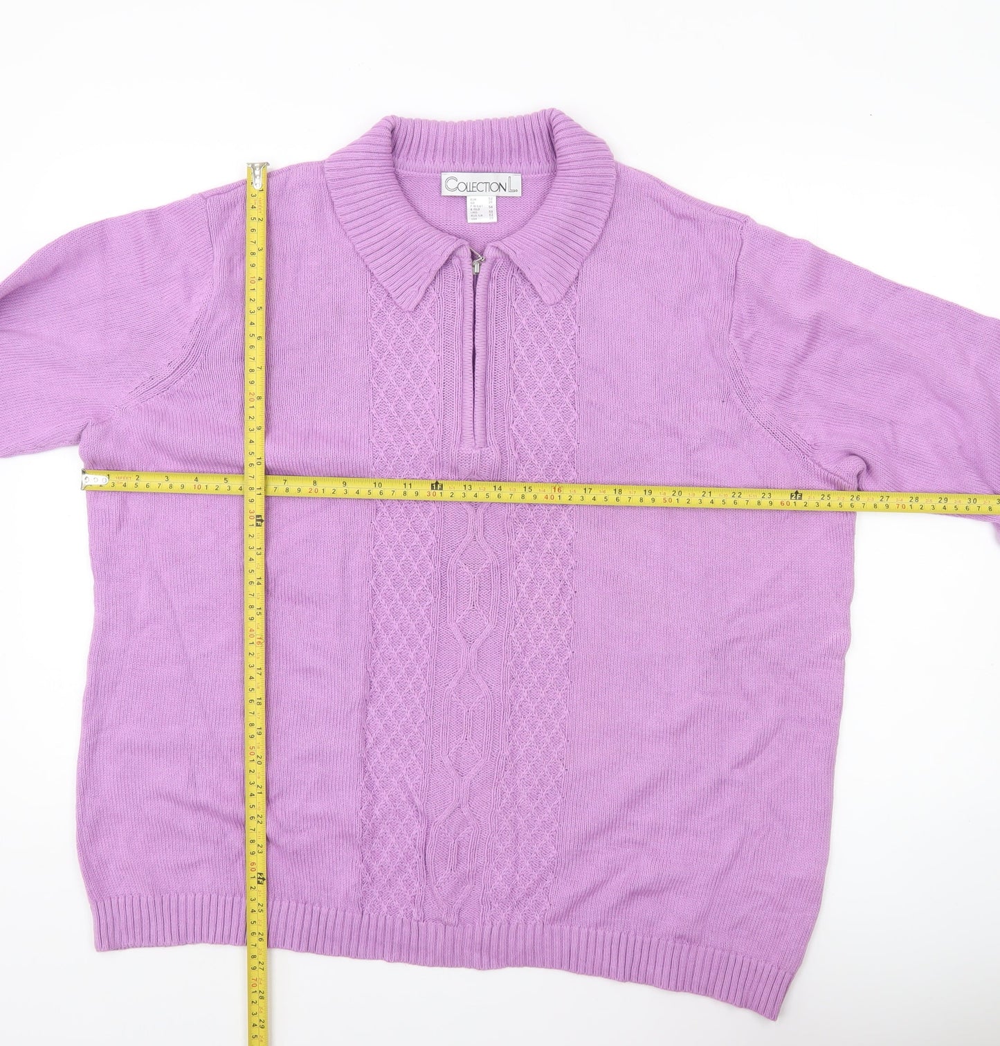 Collection L Women’s Purple Cotton Collared Zip Jumper Size 26