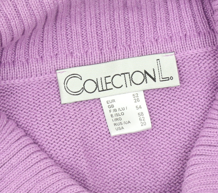 Collection L Women’s Purple Cotton Collared Zip Jumper Size 26