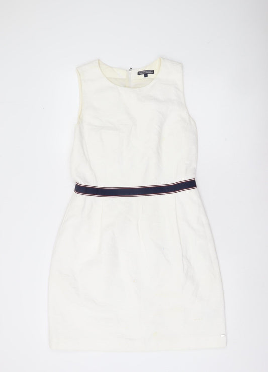 Tommy Hilfiger Womens White Size 10 Sheath Dress Sleeveless Cotton