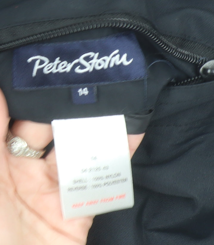 Peter Storm Womens Black Hooded Waterproof Jacket Size 14