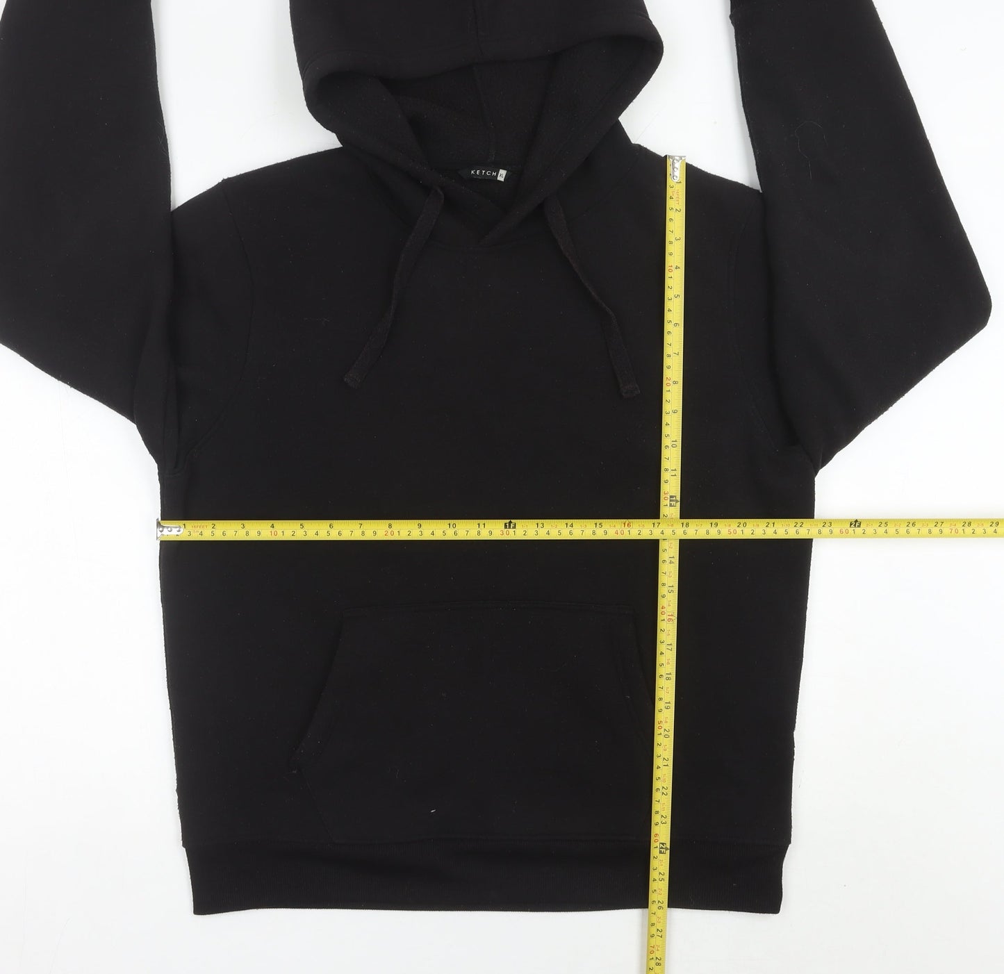 Ketch Men’s Black Pullover Hoodie XL Fleece Regular Fit