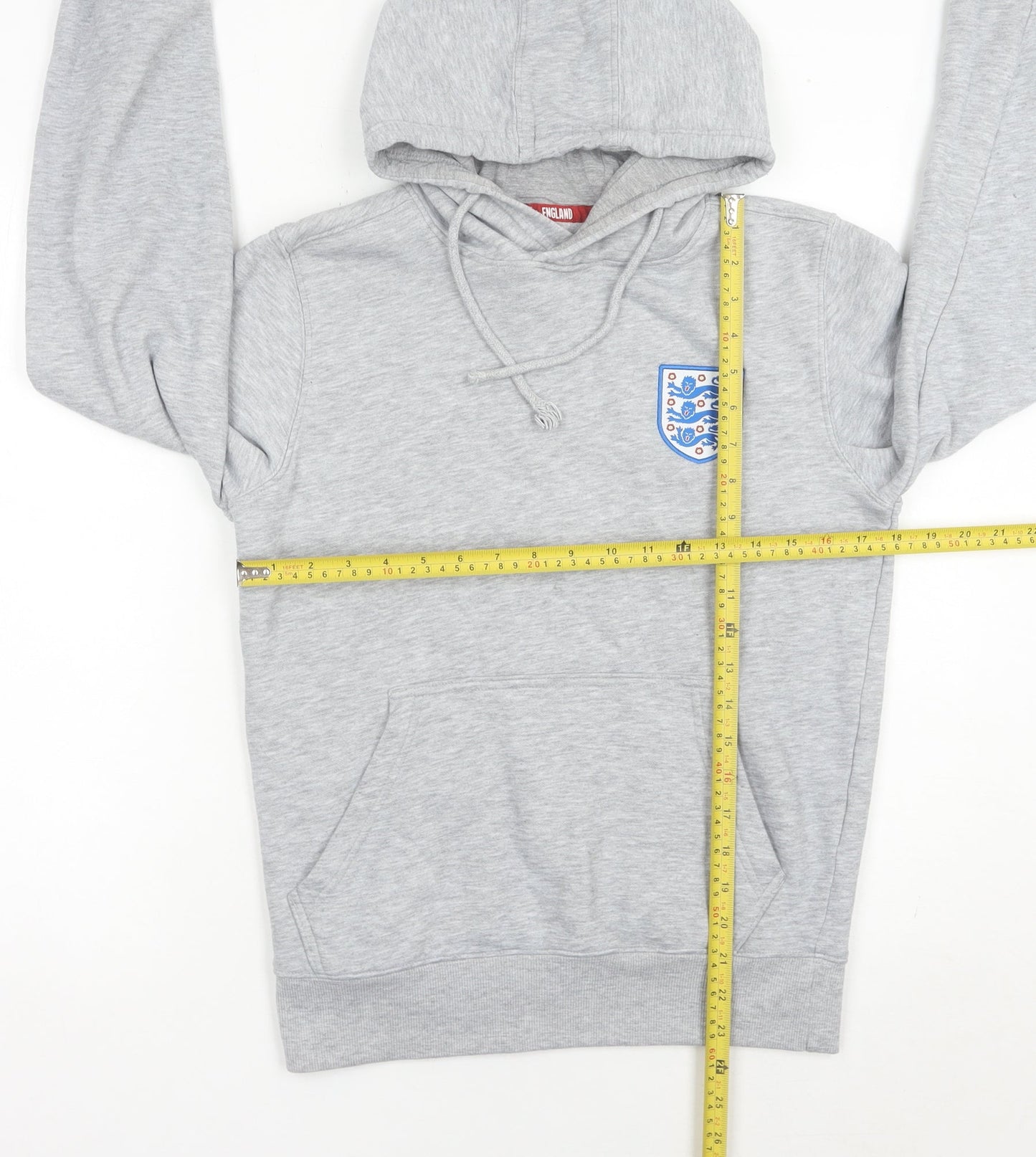 England Mens Grey Pullover Hoodie S Embroidered Logo Football Fleece