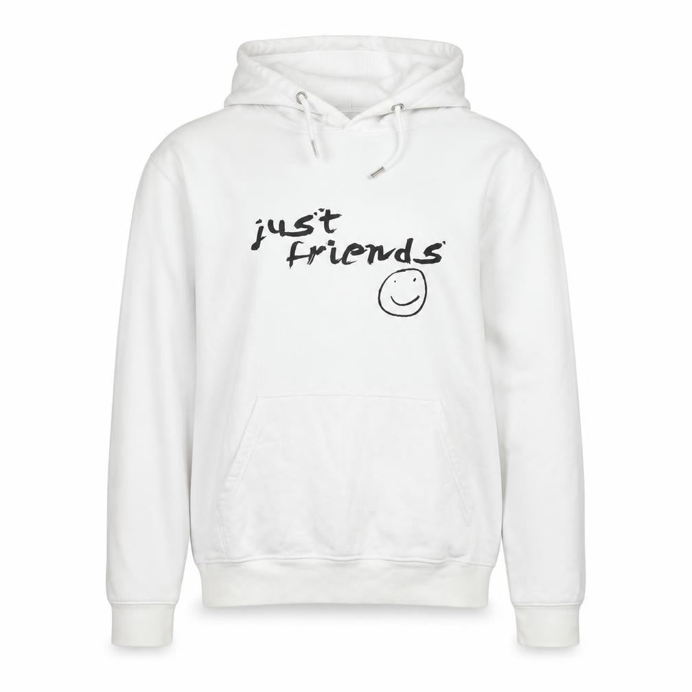 Stanley/Stella Unisex White Hoodie M Pullover Just Friends Logo