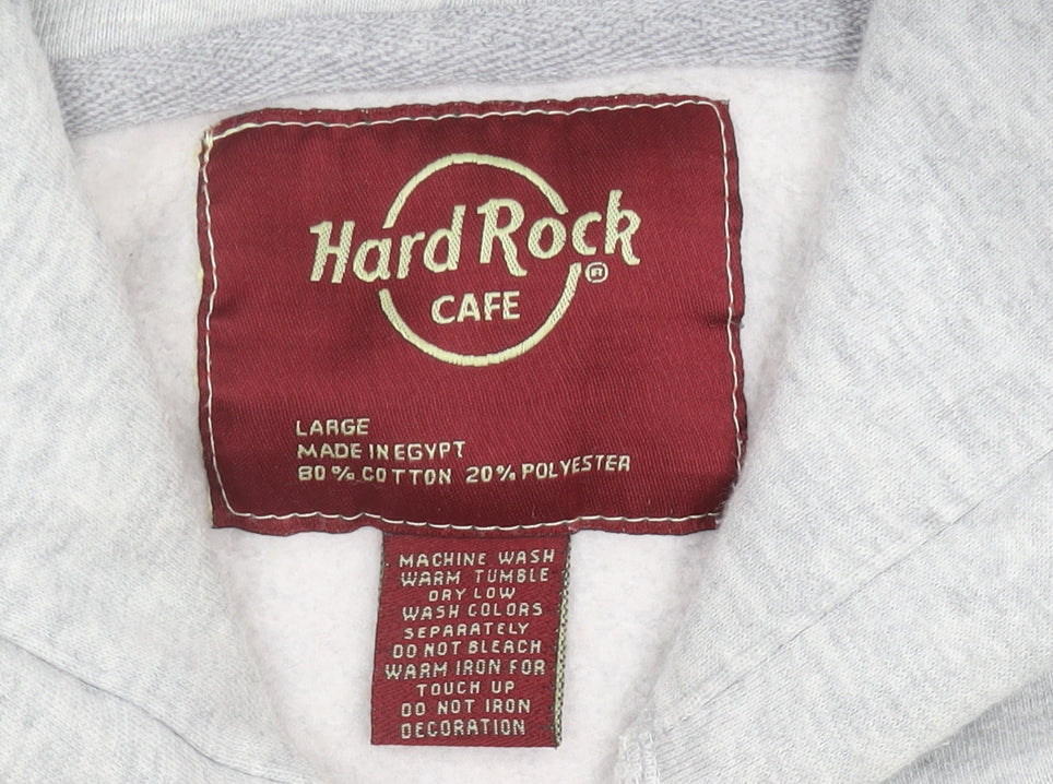 Hard Rock Cafe Men’s Grey Pullover Hoodie Mallorca L Fleece Logo