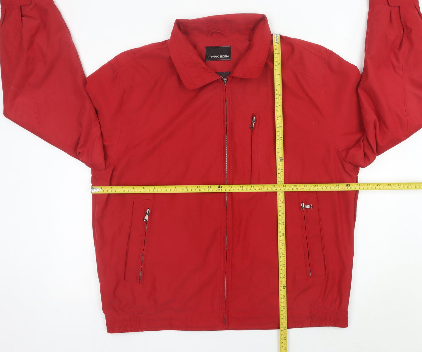 Frank Eden Men's Red Size 46 Polyester Zip Casual Jacket