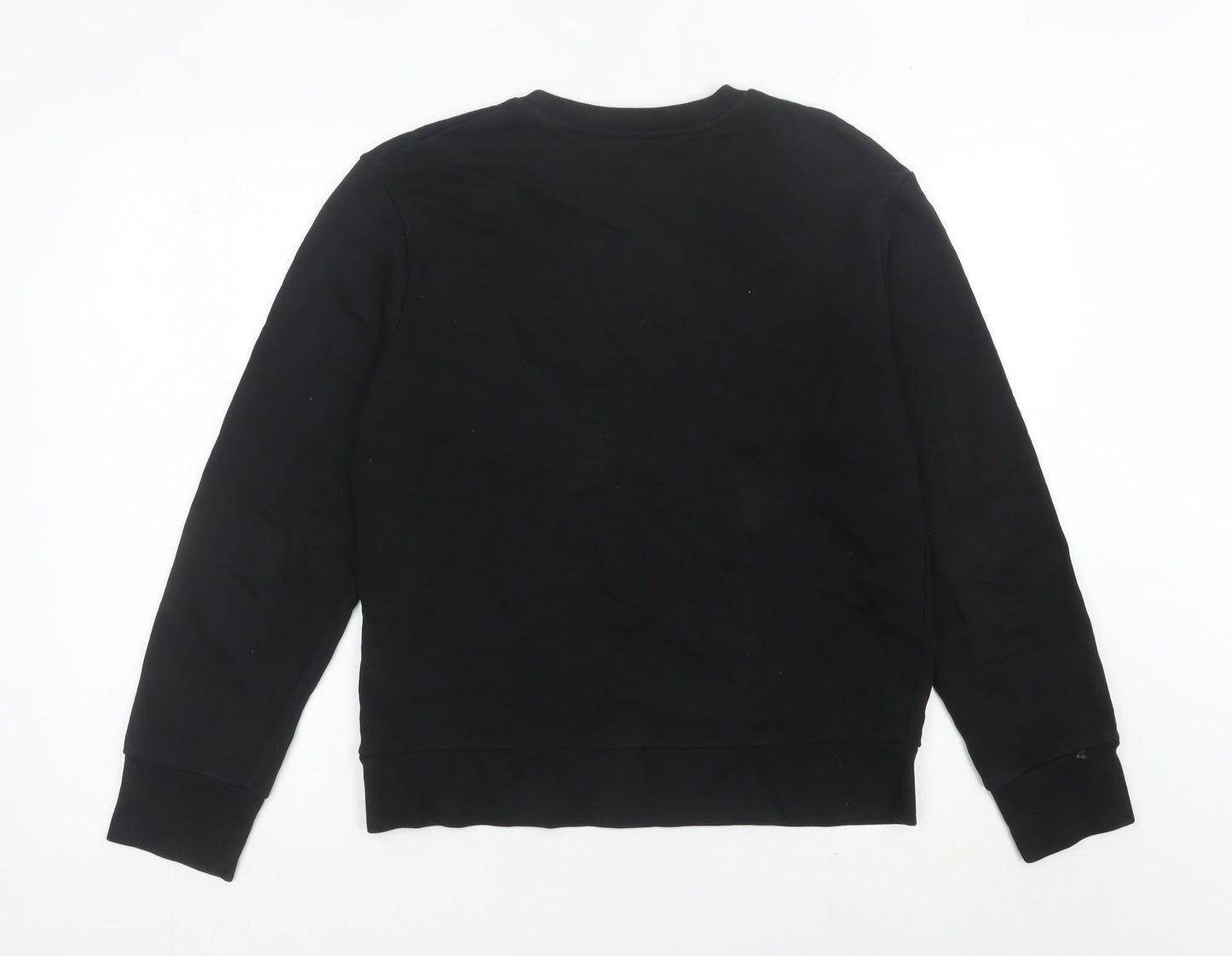 Diesel Womens Black Cotton Sweatshirt Size 14 Crew Neck Logo Pocket