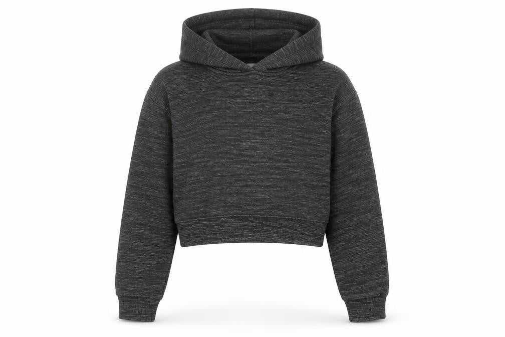 Front view of McKenzie girls’ grey pullover hoodie 8-10 years logo hooded sweatshirt