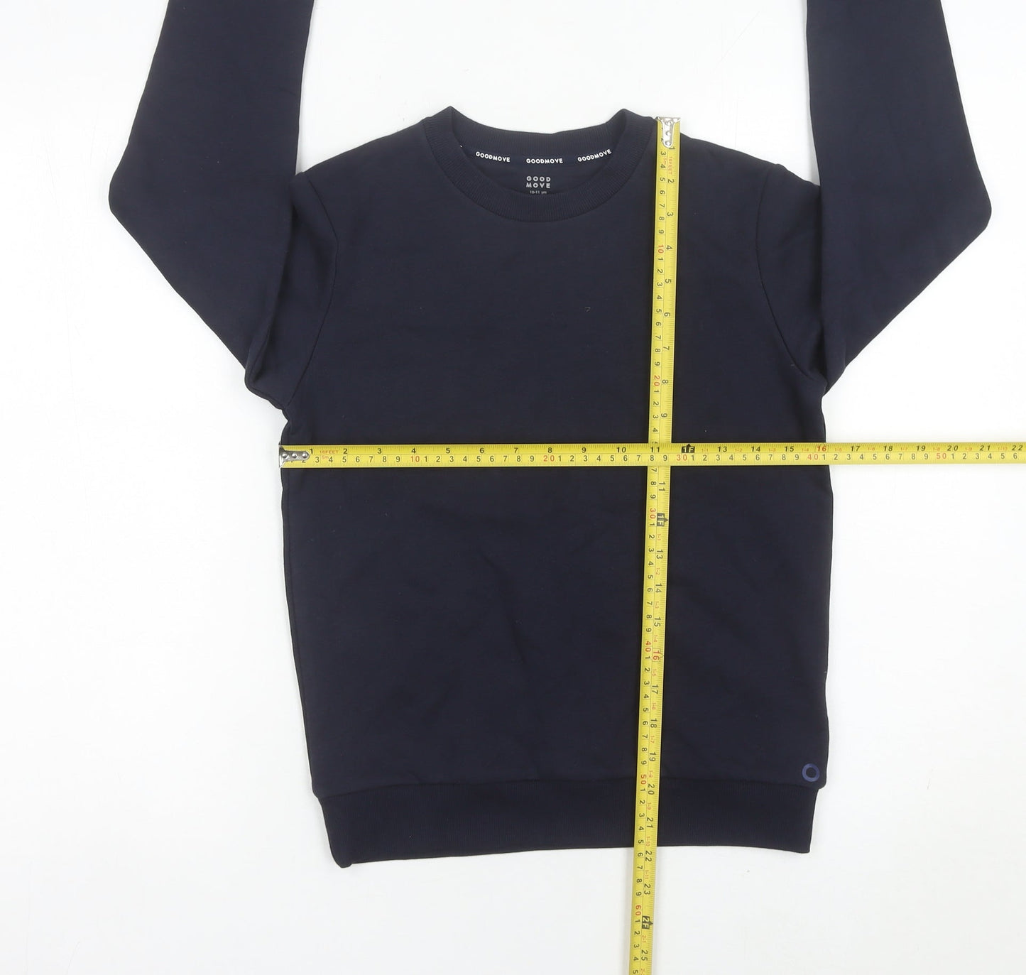 Marks and Spencer Boys Navy Blue Cotton Blend Sweatshirt 10-11 Years Crew Neck