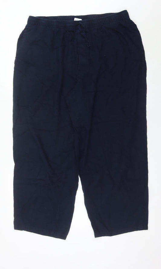 Lands' End Women's Blue XL Cropped Cotton Trousers Casual