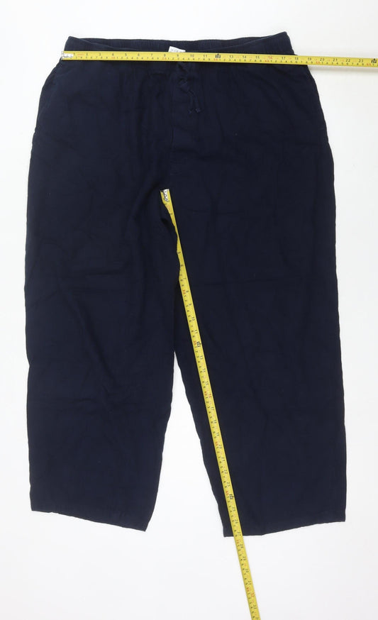Lands' End Women's Blue XL Cropped Cotton Trousers Casual