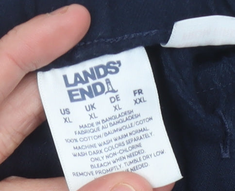 Lands' End Women's Blue XL Cropped Cotton Trousers Casual