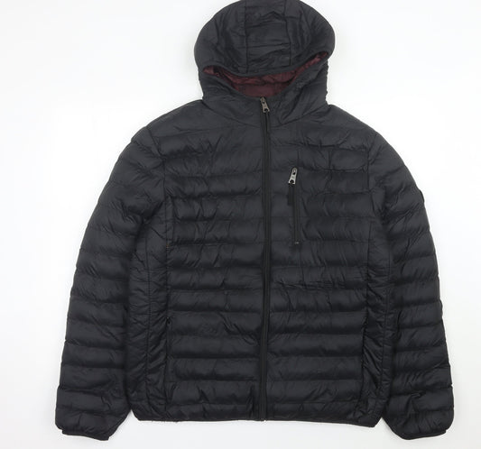 Tokyo Laundry Men's Black L Puffer Jacket Hooded Insulated