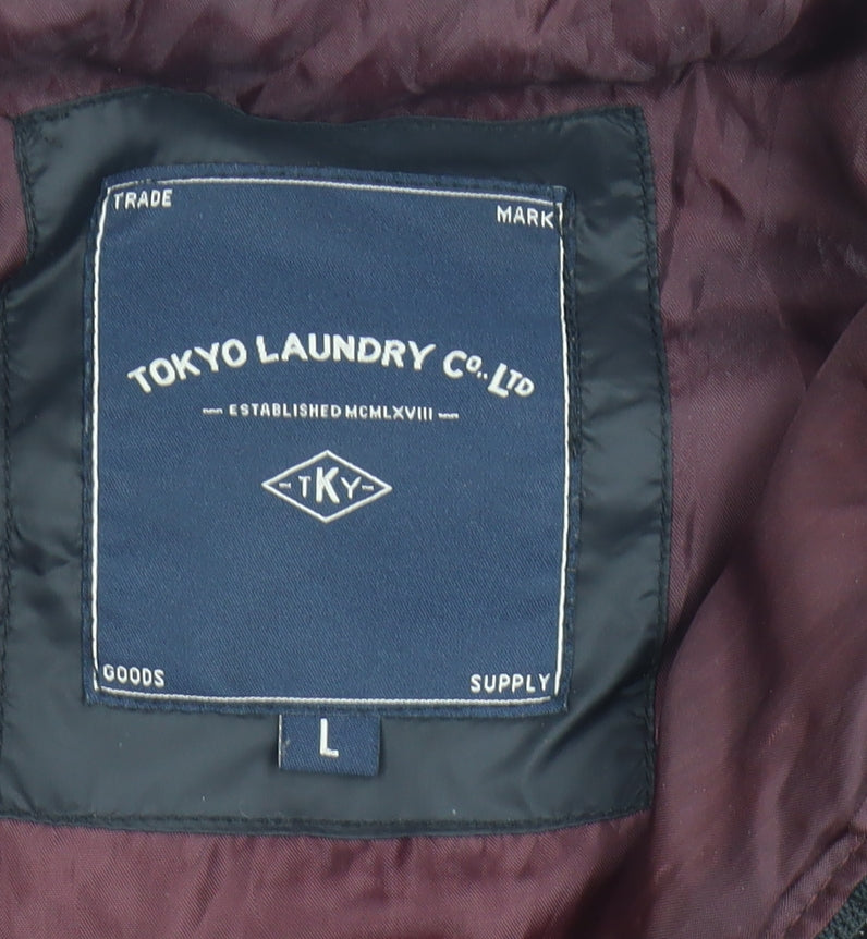 Tokyo Laundry Men's Black L Puffer Jacket Hooded Insulated