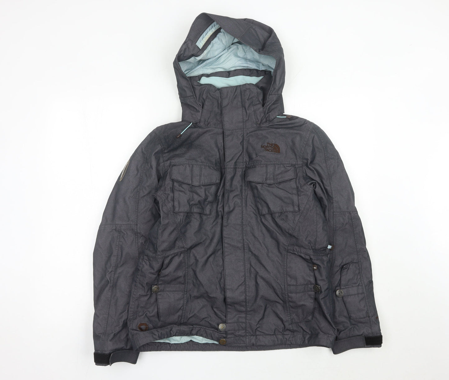 The North Face Womens Grey Hooded Parka Jacket Size S Waterproof