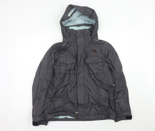 The North Face Womens Grey Hooded Parka Jacket Size S Waterproof