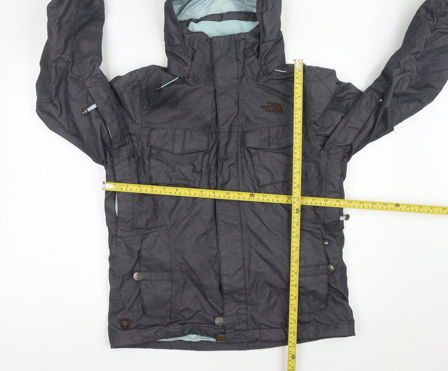 The North Face Womens Grey Hooded Parka Jacket Size S Waterproof