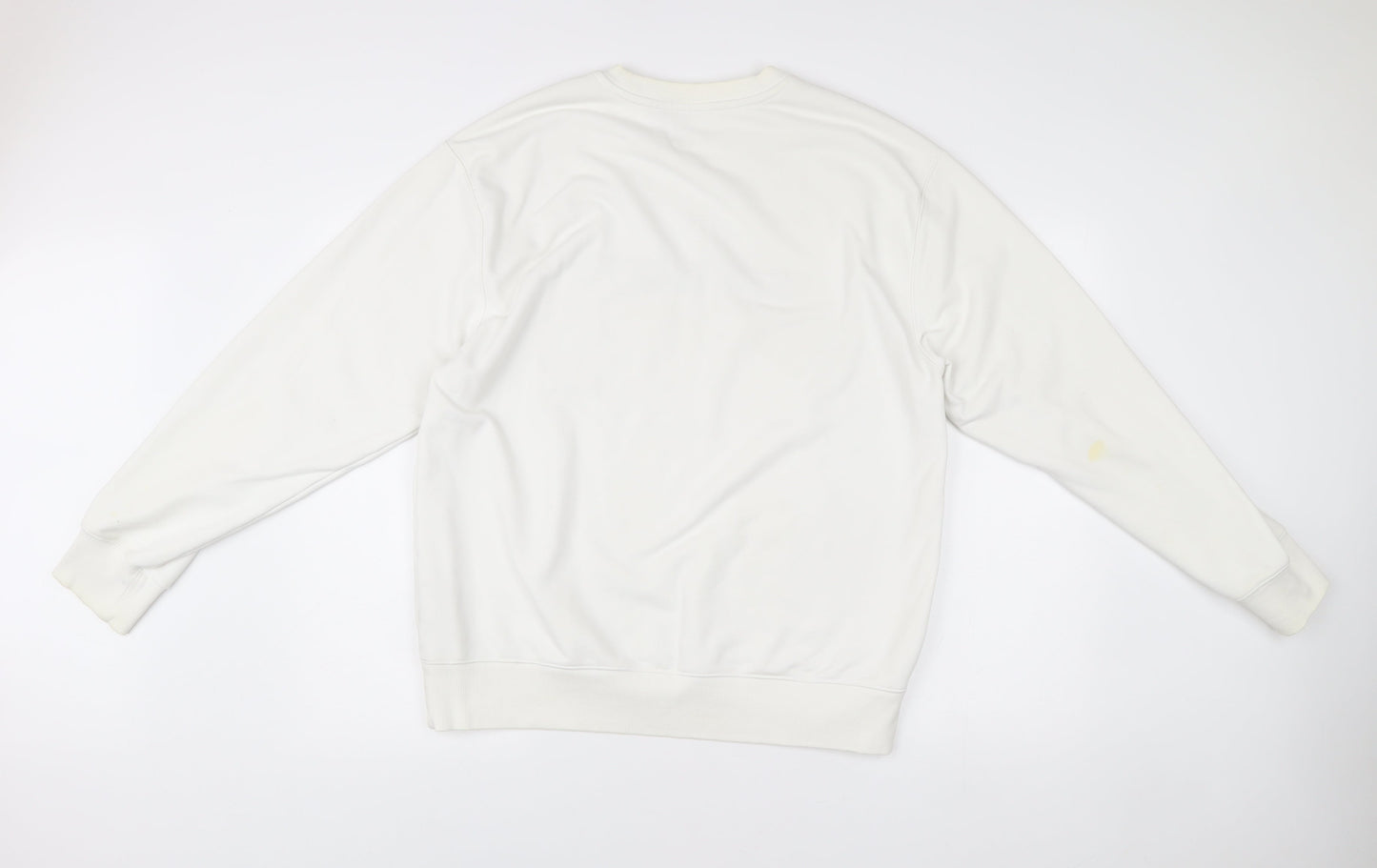 Carhartt Mens White Sweatshirt L Pullover Crew Neck Logo Regular Fit