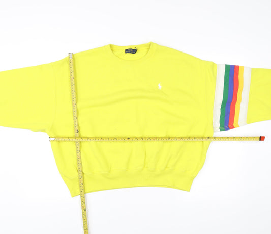 Ralph Lauren Women’s Yellow Sweatshirt L Logo Rainbow Sleeve