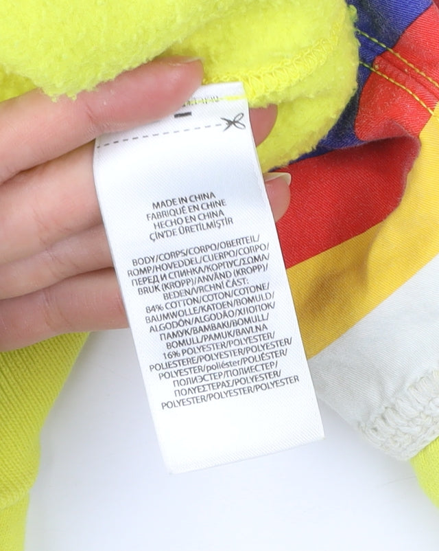 Ralph Lauren Women’s Yellow Sweatshirt L Logo Rainbow Sleeve