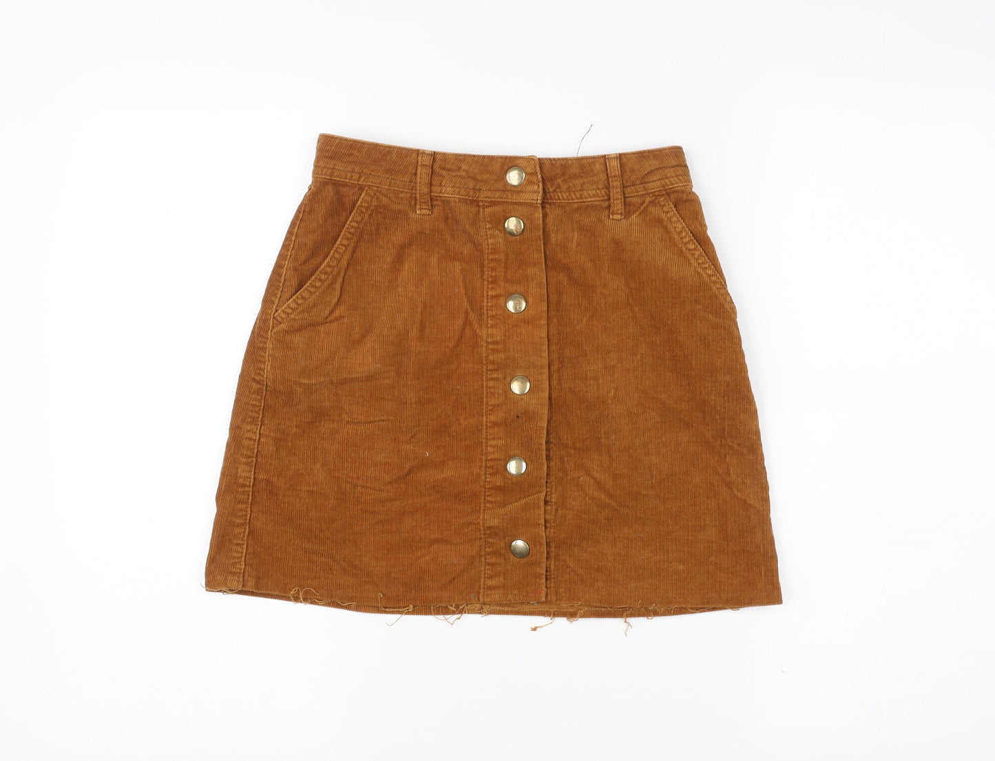Topshop Petite Women’s Brown Corduroy A-Line Mini Skirt Size 8
