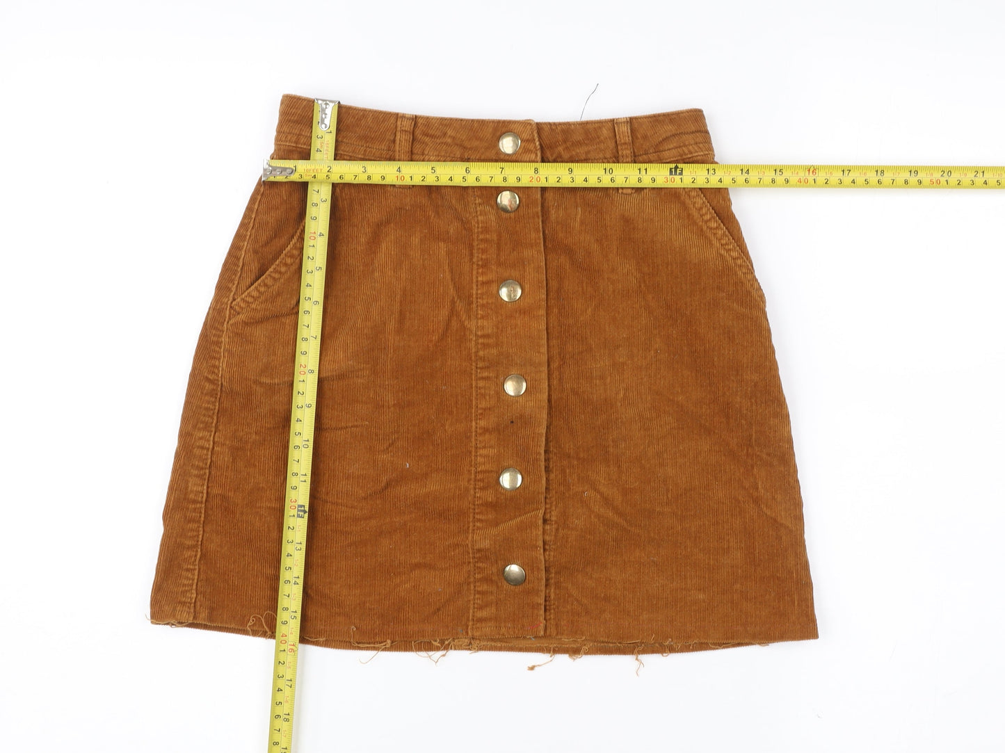 Topshop Petite Women’s Brown Corduroy A-Line Mini Skirt Size 8