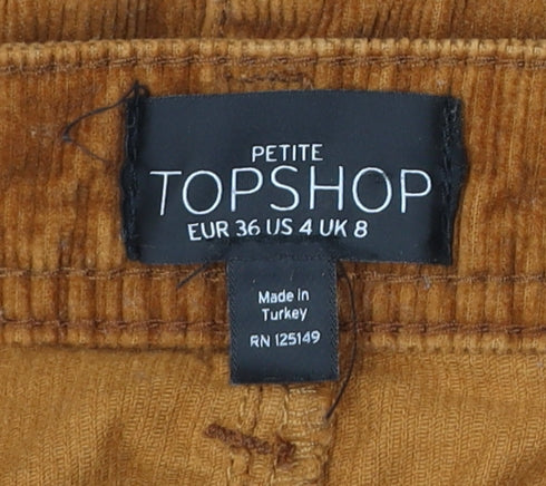 Topshop Petite Women’s Brown Corduroy A-Line Mini Skirt Size 8