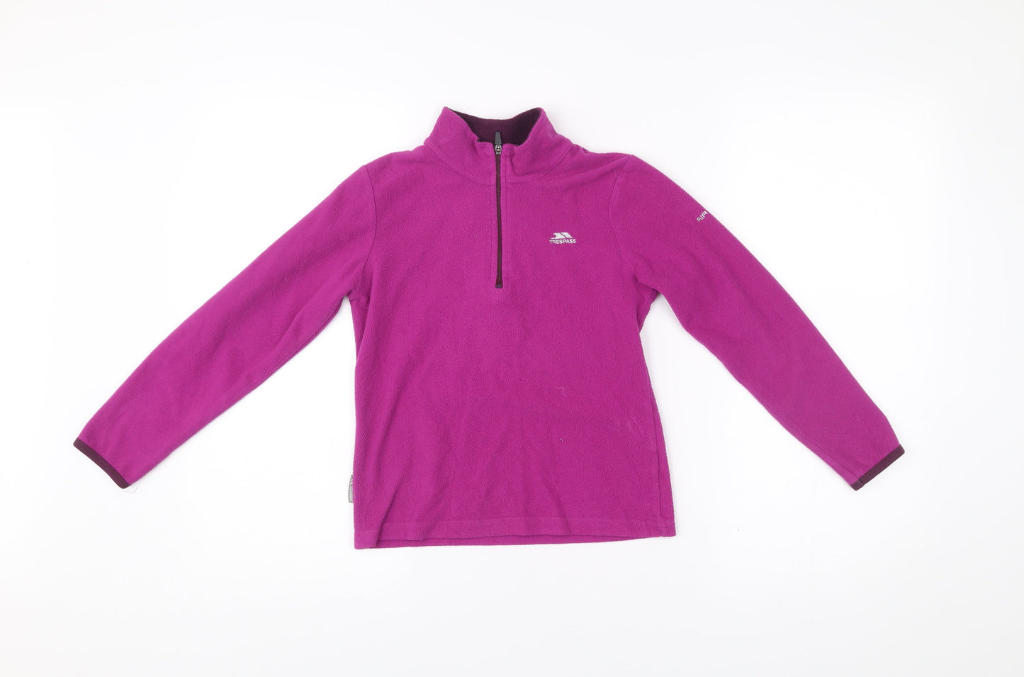 Trespass Girls Purple Fleece Jacket 7-8 Years 1/4 Zip Outdoor Warm