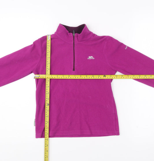 Trespass Girls Purple Fleece Jacket 7-8 Years 1/4 Zip Outdoor Warm